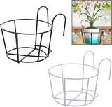 Round Iron Hook Juicy Flowerpot Iron Pot Rack Art Hanging Flowerpot Holder Garden Balcony Hallway Wedding Decoration Wear-resistant Plants 2pcs (black