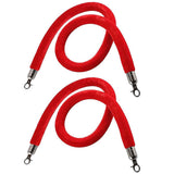 Orange Velvet Crowd Control Rope 1.9m, 1.5m, 3m Length, Silver Hooks, Ideal for Carpet Events, Pack of 2, Red Red 10ft/305cm
