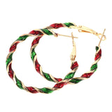 1Pair Christmas Hoop Earrings for Women Candy Christmas Wreath Twist Hoop Earrings for New Year Party Jewelry and Holiday Celebrations