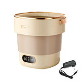 (Khaki) Automatic Foldable Washing Machine for Efficient Laundry in Small Spaces 13L Portable Underwear Socks Clothes Washer  Khaki