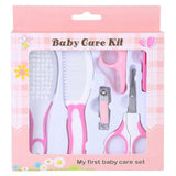 6pcs Convenient Daily Baby Nail Clipper Scissors Hair Brush Comb Manicure Care Kit Pink