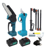 Electric Pruning Shears and Chain Saw Rechargeable 4 Extendable Poles High Altitude Branch Trimming Tools 110240V EU Plug