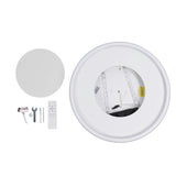 Dimmable LED Ceiling Light Fixture Flush Surface Mount Round Remote Control Light 3 Color Changeable for Dining Room Living Room Bedroom White Frame