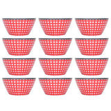 12PCS Salad Bowls Fruit Food Soup Serving Bowl Tableware for Home Restaurant UseRed Grids