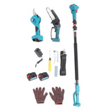Cordless Electric Chainsaw Kit Brushless Rechargeable Mini Electric Chainsaw Pruner Pruning Shears 100240V EU Plug