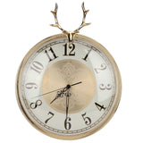 Elegant Copper Deer Head Silent Wall Clock Decor Home Office Wall Decoration