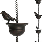 Rain Chains Compatible For Gutters Mobile Birds on Cups Rain Chimes 8Ft