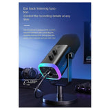 AM8 Dynamic Microphone with RGB Control/Headphone Jack/Mute,MIC for PC Gaming Recording Streaming