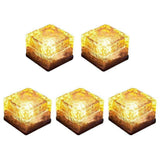 5 Pcs Solar Glass Brick Light Lights LED Landscape Light for Christmas Outdoor Path Road Yard (Warm White)