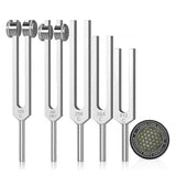 Tuning Forks for Healing Set 128Hz,136Hz,256Hz, 384Hz ,512HZ & Hockey Puck Activator for Healing,Sound Therapy,Keep Body
