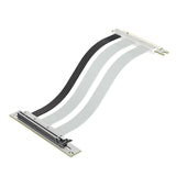(White) PCIE5.0 X16 Risers Cable 20cm for Graphics, Featuring 90 Degree Angle for Improved GPU Layout Highly Speed Transfer  White