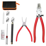 Glass Cutters Tools Set Glass Cutting Tool Kit Glass Cutter Glass Running Pliers Breaker Grozer Pliers with Oil Feed