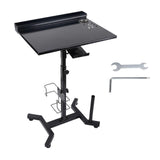 Tattoo Work Table Height Adaptable Anti Skid Steel Structure Tattoo Work Station Table with Storage Slot Black