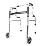 Folding Walker Aluminum Alloy Portable Stand Assist Adjustable Recovery Folding Walker for Elderly Double Armrest Wheel