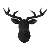 Deer Head Decor Resin Wall Hanger Creative Deer Horn Pendant Wall Ornament Nordic Geometric Wall Adornment for Home Living Room Office Bar (Black)