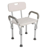 Shower Chair Stainless Steel Safe Height Adjustable 150KG Load Bearing Bathroom Seat with Back Arms for Elderly Injuries