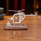 HX-15 Stirling Engine Helicopter Model with Dual Propellers & Glass Pistons