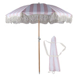 Patio Umbrella with Fringe 8 Fiberglass Ribs UV Proof Large Outdoor Table Market Umbrella for Garden Deck Backyard Pool Striped