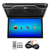 19in Car Roofmount LCD Monitor Flip Down 1080P 16 Color Touch Control Atmosphere Light USB InputBlac