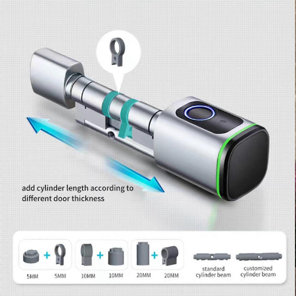 (60MM Black) Smart Door Lock Keyless Euro Profile Cylinder Tuya Lock A ...