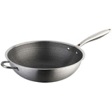 Stainless Steel Wok Honeycomb Structure Frying Pan Double Handles Chinese Wok