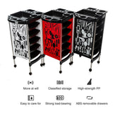 Salon Rolling Trolley Cart with 5 Slide-Out Drawers Foldable Appliance Holders SPA Hairdressing Trolley for Stylist Hairdresser Hair Styling Storage