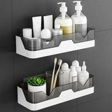 2pcs Shower Shelf Wall Mounted Shelf No Drilling Bathroom Shelf No Holes Suction Cup Wall Cosmetic Storage Box For Bathroom