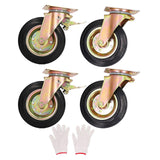Fixed Casters Set of 4 Heavy Duty 8 Inch Plate Swivel Industrial Solid Rubber Rigid Wheels Cart Workbench Outdoor Castor