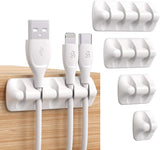 (white) Cable Clip 5 Piece Multipurpose Cable Organizer Kit For Desktop - White