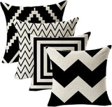 Geometric Pillowcases, Linen Pillowcases, Square Short Pillowcases, Black And White Geometric Pillowcases, Bedroom, Sofa 4pcs (ymd118 - 1, Ymd118 - 2,