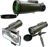 10-30x50 Hd Waterproof Monocular, High Power Bak4 Prism With Smartphon