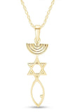 Messianic Seal Pendant Necklace in 14k Gold Over Sterling Silver Ref: 9628