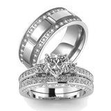 TWO RINGS Wedding Ring Sets His And Hers 925 Sterling Silver Stainless Steel Wedding Bands Women 9 Men 10