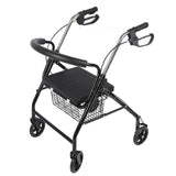 Rollator Walker Metal Foldable Thickened and Widened Cushion 4 Wheels Elderly Medical Walker