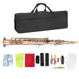 Professional Antique Red Copper B Flat Soprano Straight Saxophone Sax with Carrying Bag