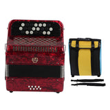 Accordian 22 Key 8 Bass Professional Button Reed Instrument for Beginner with Storage BagRed