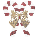 Christmas Candy Cane Sequin Patches Christmas Embroidery Patches Bow Charms Patches For Christmas Holiday Clothing Bags And Hats