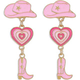 1 Pair Cowgirl Earrings Cowboy Boot Hat Love Heart Dangle Earrings Drop Earrings