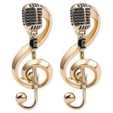 2Pcs Stylish Retro Music Brooch Pins Classic Microphone Music Note Lapel Pin Brooch Women Clothes Lapel Pin Decoration Metal Pin