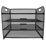 4 Tier Paper Letter Tray Organizer with Handles Paper Organizer File Sorter Desktop Book Rack Decorative Files Folder Stand Magazine Holder Metal Book