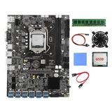 B75 12usb Btc Mboard+g530 Cpu+4g Ddr3 Ram+fan+ Pad+s Line+sata Cable 8 Pcie A115