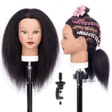 Mannequin Head 100% Real Hair Afro, Hairdresser Training Head, Manikin Dolls Head for Practicing Cor