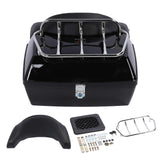 Motorcycle Rear Case 48L Universal Water Resistant with Lock Backrest Cushion Trunk Tail Luggage Box for Helmets Luggages Black