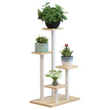 (Painted white rack Takura) Industrial Style Tiered Plant Holder Storage Rack Furniture Piece With Carbon Steel Frame And Wooden Shelves For Outdoor  Painted white rack Takura