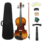 (Set) Wood Panel Violin Beginners String Instrument 4/4 Full Size Vintage Acoustic Violin Stringed Instrument Enduring