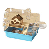 (Blue) Transparent Hamster Cage Shelter House with Detachable Stair Playgrounds Exercise Entertainment Cage for Small Pet  Blue