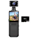 4G Protable Digital Camera 2K Pocket Motion Camera 180 Degrees Rotate Bike Driver Recorder Body Worn Camera 64G