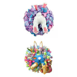 2pcs Easter Bunny Wreath Door Easter Spring Garland Decor Welcome Wreath