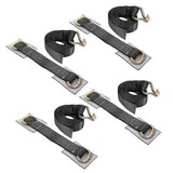 Professional Ratchet Recovery Straps Trailer Tie Down Alloy Wheel Straps Set Black