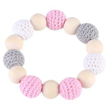 Natural Wood Clip Holder Teether Shower Gift for Lovely Baby Pink   Grey   White